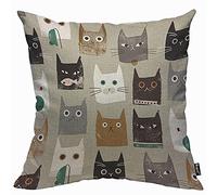 Mugod Cute Cat Faces Cushion Cover Throw Pillow Covers Unique Printed Lovely Cat Pattern Pillow Case for Men Women Decorative Home Sofa Chair Couch 45x45cm/18x18 Inch