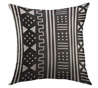 Mugod Decorative Throw Pillow Cover for Couch Sofa,Afrocentric White Black African Mudcloth Mudprint Home Decor Pillow case 18x18 Inch