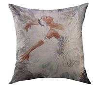 Mugod Decorative Throw Pillow Cover for Couch Sofa,Gray Ballet Oil Painting Girl Ballerina Drawn Cute Dancing Dance Home Decor Pillow case 18x18 Inch