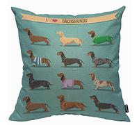 Mugod Dog Cushion Cover Throw Pillow Covers Cute Dachshund Dog Pattern Pillow Case for Men Women Decorative Home Sofa Chair Couch 45x45cm/18x18 Inch