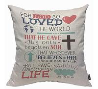 Mugod Golden Bible Verse Cushion Cover Throw Pillow Covers For God Loved Lettering with Heart and Cross New Testament Pillow Case for Men Women Decorative Home Sofa Chair Couch 45x45cm/18x18 Inch