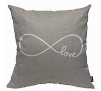 Mugod Infinity Love Cushion Cover Throw Pillow Covers Rustic White Love on Grey Background Pillow Case for Men Women Decorative Home Sofa Chair Couch 45x45cm/18x18 Inch