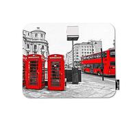 Mugod London City Mouse Pad Double-Decker Bus Telephone Boxes Red Grey Black White Mouse Mat Non-Slip Rubber Base Mousepad for Computer Laptop PC Gaming Working Office & Home 9.5x7.9 Inch