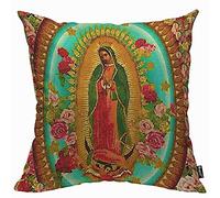 Mugod Mexico Our Lady Guadalupe Cushion Cover Throw Pillow Covers Mexican Saint Virgin Catholic Pillow Case for Men Women Decorative Home Sofa Chair Couch 45x45cm/18x18 Inch