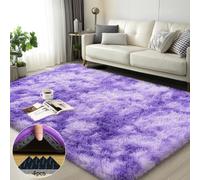 Mugorn 3x5 Rugs for Bedroom, Fluffy Area Rugs for Living Room, Soft Shag Kids Rug Small Carpet with 4 Non-Slip Rug Pads (Purple TieDyed, 3ft x 5ft)