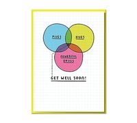 Mugs, Hugs, Powerful Drugs. Funny Get Well Soon Card