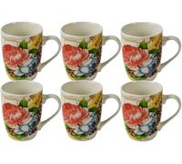 Mugs Set Coffee Tea Hot Chocolate Milk Tumbler Large Mugs for Multipurpose House Office Cafes Use Ideal for Gifting Tableware (Red&Blue 6pcs 310ml)