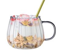 Mugs, Tea Cups - 400ml Large Capacity Convex Heavy Duty Dishwasher Safe Drinkware Modern Design Clear Heavy Duty Kitchen Use | Perfect for Milk Tea