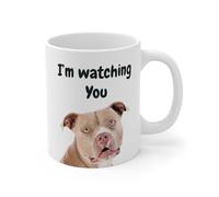 MugsByAly Funny Amstaff, I'm Watching You, Coffe Mug for Dog Lovers
