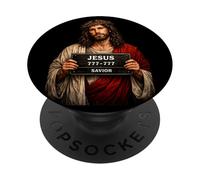 Mugshot Jesus Portrait Vintage Crown of Thorns Design PopSockets Adhesive PopGrip
