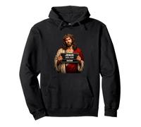 Mugshot Jesus Portrait Vintage Crown of Thorns Design Pullover Hoodie