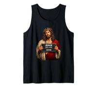 Mugshot Jesus Portrait Vintage Crown of Thorns Design Tank Top