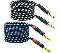 Mugteeve Balanced 1/4 Inch TRS to TRS Male Interconnect Patch Cable, Stereo Quarter Inch 6.35mm to 6.35mm Audio Cord, Nylon Braided Heavy Duty, for Interface, Mixer, Speaker - 6.6FT, 2PACK