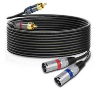 Mugteeve Dual RCA Male to Dual XLR Male Cable Adapter, 10 Feet Unbalanced L/R RCA to XLR Phono Plug Cable, Left and Right Tape Out Cord, for Mixer, Studio Monitor, Stereo HiFi Subwoofer Speaker