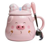 Mugtide Pig Coffee Mug, Original Ceramic Mug, 3D Design, Breakfast Cup with Spoon, Perfect for Parties, Birthdays, or As a Gift for Family, 400ML (Style 1)