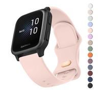 Mugust Compatible Strap for Garmin Venu Sq 2/Venu 2 Plus/Vivoactive 5/3 Music, 20mm Adjustable Soft Silicone Strap (Rose)