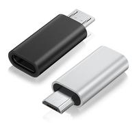 Mugust Pack 2 USB C Adapters,Type C Female to Micro USB Male Convert Connector Support Charge & Data Sync Compatible with Galaxy S7/S7 Edge,Nexus 5/6 and Micro USB Devices (Black/Silver)