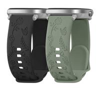 Mugust Rose Butterfly Engraved Strap for Samsung Galaxy Watch 7 6 5 4 40mm 44mm Women,20mm Soft Silicone Band for Galaxy Watch FE/Active/Active 2/Watch 3 41mm/5 Pro/4 6 Classic(Pack A)