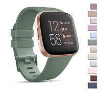 Mugust Sport Bands Compatible with Fitbit Versa 2 / Fitbit Versa/Versa Lite/Versa SE, Classic Soft Silicone Replacement Wristbands Straps for Fitbit Versa 2 Smart Watch Women Men (Large,Avocado