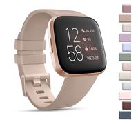 Mugust Sport Bands Compatible with Fitbit Versa 2 / Fitbit Versa/Versa Lite/Versa SE, Classic Soft Silicone Replacement Wristbands Straps for Fitbit Versa 2 Smart Watch Women Men (Small,Milk Tea)