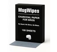 MugWipes Oil Control Charcoal Face Wipes for Men - 100 Pocket-Ready Wipes, 2-3 Month Supply, Matte Finish in 3 Seconds, No Shine, No Mess, Oily & Acne-Prone Skin, Gym, Travel, Fragrance-Free, Vegan
