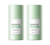 Mugwort Clay Mask Stick for Deep Pore Cleansing, Purifying Kaolin Face Stick for Blackhead Prone Skin, Hydrating Smoothing Mud Mask for Oil Control (2PCS)