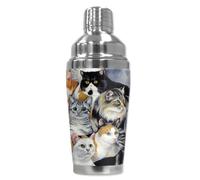 Mugzie 174-SHA "Just Cats" Cocktail Shaker with Insulated Wetsuit Cover, 16 oz, Black