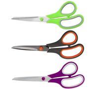 Muhaj 3-Pack Multipurpose Scissors Set - 8" Heavy Duty Scissors with Ultra Sharp 2.5mm Blades, Comfort Grip Handles, Ideal for Crafts, School, Home & Office