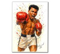 Muhammad Ali A4 Watercolor Art Print, Boxing Legend Poster with Red Gloves Powerful Punch, Sports Wall Decor