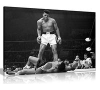 Muhammad Ali Boxing Canvas Wall Art, Large Framed Ready to Hang 20x30 Inch | Panther Print, Black and White Poster, Pine Frame, A1 Art Print for Living Room Bedroom Gym, Knockout Picture for Walls