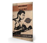 Muhammad Ali Fighter Vintage Wood Print, Multi-Colour, 45 x 76 cm