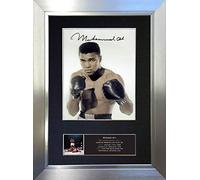 MUHAMMAD ALI No2 Signed Autograph Mounted Photo Reproduction PRINT A4 Rare Perfect Birthday (297 x 210mm) #746 (Silver Frame)