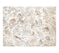 Muhammad Siyah Qalam Flowery Landscape Large Art Print Poster Wall Decor Premium Mural