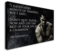 Muhammed Ali Boxer/Don't Quit Canvas Wall Art Framed Print Ready To Hang (A2 24x16 inches)