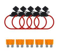 MuHize 5 Pack 12AWG Inline Fuse Holder, Waterproof Automotive Blade Fuse Holder with 5A Standard Fuses ATC/ATO, Line Fuses Holders for Automotive Marine RV