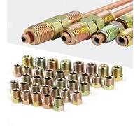 MuHize Brake Line Fittings - 32 PCS Brass Brake Line Fitting Kit for 3/16" and 1/4" Inverted Flares Brake Line Tube