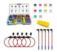 MuHize Mini Fuse Tap Kit Add-a-Circuit, Inline 5 Pack 16AWG Fuse Holders, Upgraded Fuses Taps with 120 Pack Mini Fuses(2A/3A/5A/7.5A/10A/15A/20A/25A/30A/35A) for Automotive, Marine