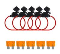 MuHize Standard Inline Fuse Holder, 5 Pack 14AWG Waterproof Fuse Holders with 5A ATC/ATO Standard Blade Fuses for Automotive Marine RV, Quick Connect, No Splicing Needed