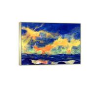 MUHJDYC Abstract Famous Wall Art Painting Reproduction on Canvas-Silver Frame Landscape Picture for Home Decor(Autumn Sky at Sea) 30x40cm-12x16in