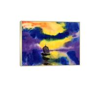 MUHJDYC Abstract Famous Wall Art Painting Reproduction on Canvas-Silver Frame Landscape Picture for Home Decor(Evening Sky and Sea) 30x40cm-12x16in