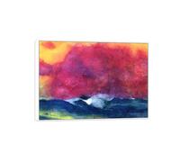 MUHJDYC Abstract Famous Wall Art Painting Reproduction on Canvas-White Frame Landscape Picture for Home Decor(Sea with Red Sky) 30x40cm-12x16in