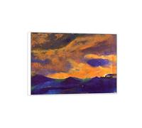 MUHJDYC Abstract Famous Wall Art Painting Reproduction on Canvas-White Frame Landscape Picture for Home Decor(Dark Sea with Brown Sky) 30x40cm-12x16in