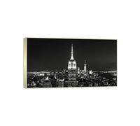 MUHJDYC Cityscape Painting Prints-New York City Nightscape-Silver Frame Canvas Artwork Pictures for Living Room Bedroom Office Wall Decor 40x70cm