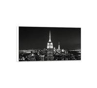 MUHJDYC Cityscape Painting Prints-New York City Nightscape-White Frame Canvas Artwork Pictures for Living Room Bedroom Office Wall Decor 40x70cm