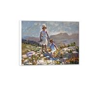 MUHJDYC Dorothea Sharp Famous Wall Art Painting-Canvas Prints-White Frame Picture for Living Room-Reproduction(Flower Pickers) 70x90cm