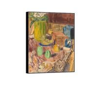 MUHJDYC Erich Heckel Famous Art Poster-Black Frame Canvas Print Picture Reproduction-Wall Painting for Room Home Decor(Still Life) 60x80cm-23x31in