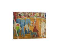 MUHJDYC Erich Heckel Famous Art Poster-White Frame Canvas Print Picture Reproduction-Wall Painting for Room Home Decor(Circus Scene) 80x95cm-31x37in