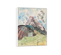 MUHJDYC Erich Heckel Famous Art Poster-White Frame Canvas Print Picture Reproduction-Wall Painting for Room Home Decor(House on Mountain) 60x80cm-23x31in