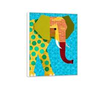 MUHJDYC Geometric Canvas Prints-Abstract Wall Art Painting-Animals Elephant-Colorful Modern Pictures Living Room Office Decor 50x65cm White Frame