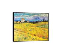 MUHJDYC Landscape Prints-Famous Painting Reproduction on Canvas-Black Frame Picture Wall Art for Home Decor(Wheatfield) 60x70cm-23x27in